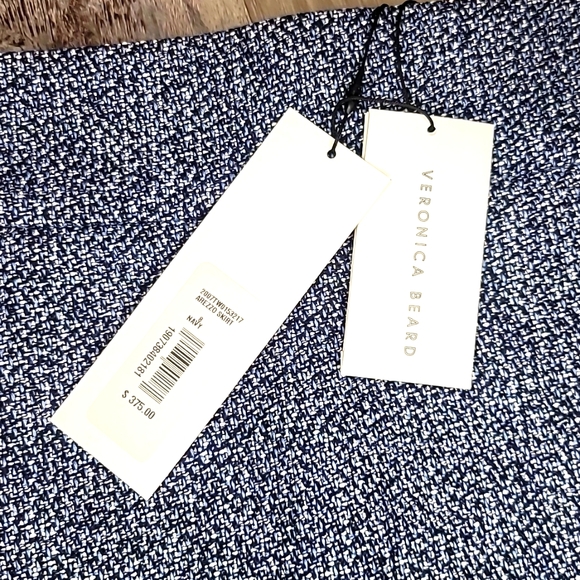 Veronica Beard Arezzo Tweed Silver Button Mini Skirt In Blue - Picture 4 of 5